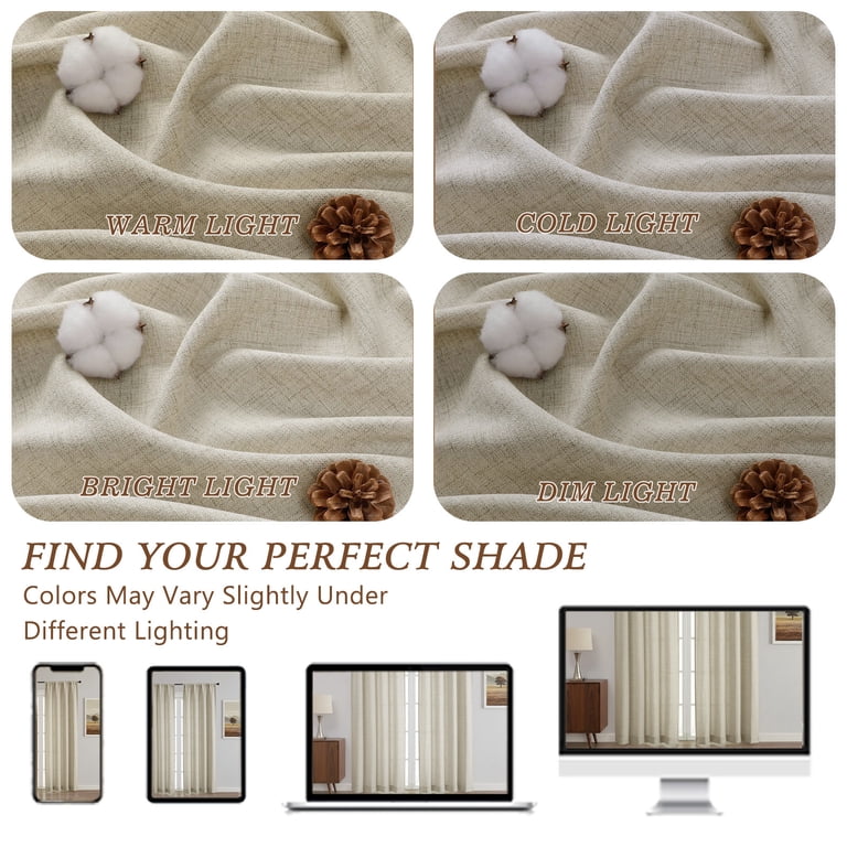 OVZME Judy Linen Curtains 90 in Length, 2 Panel Set photo 8