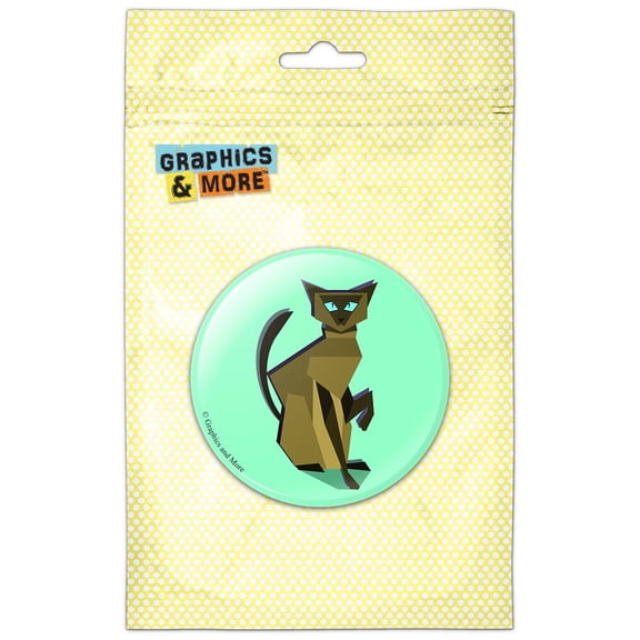 Geometric Cat Siamese Dark Refrigerator Button Magnet