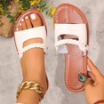 thumbnail image 2 of Zapatillas de Casa de las Mujeres Color Sólido Correa Nerviosa Contraste Footbed Diapositivas de Playa Planas, Zapatillas de Verano de las Mujeres para la Comodidad Interior Al Aire Libre, 2 of 9