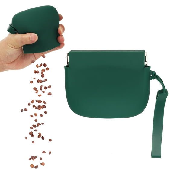Uxcell Silicone Dog Treat Pouch, Auto Closure, Pocket Size, Portable Walking Bag for Dog and Cat 4x3 Inch (Dark Green, 1Pcs ), Intended for Pet Travel / Training / Walking