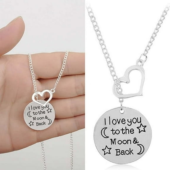 AYYUFE Lady I Love You to The Moon and Back Hollow Heart Love Pendant Necklace