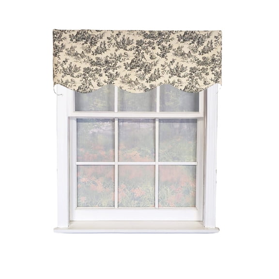 RLF Home Tradition Provance 100% Cotton Rod Pocket Lined Window Valance 50" x 15" Black