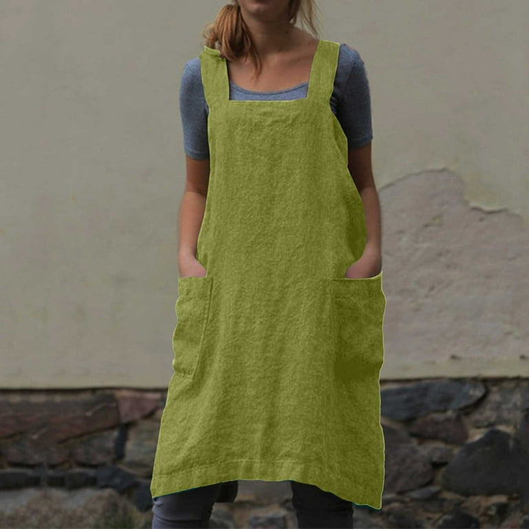 Zafoop Women's Cotton Pinafore Dress with Adjustable Straps Versatile Apron Style for Garden and Casual Wear, Size: 2XL