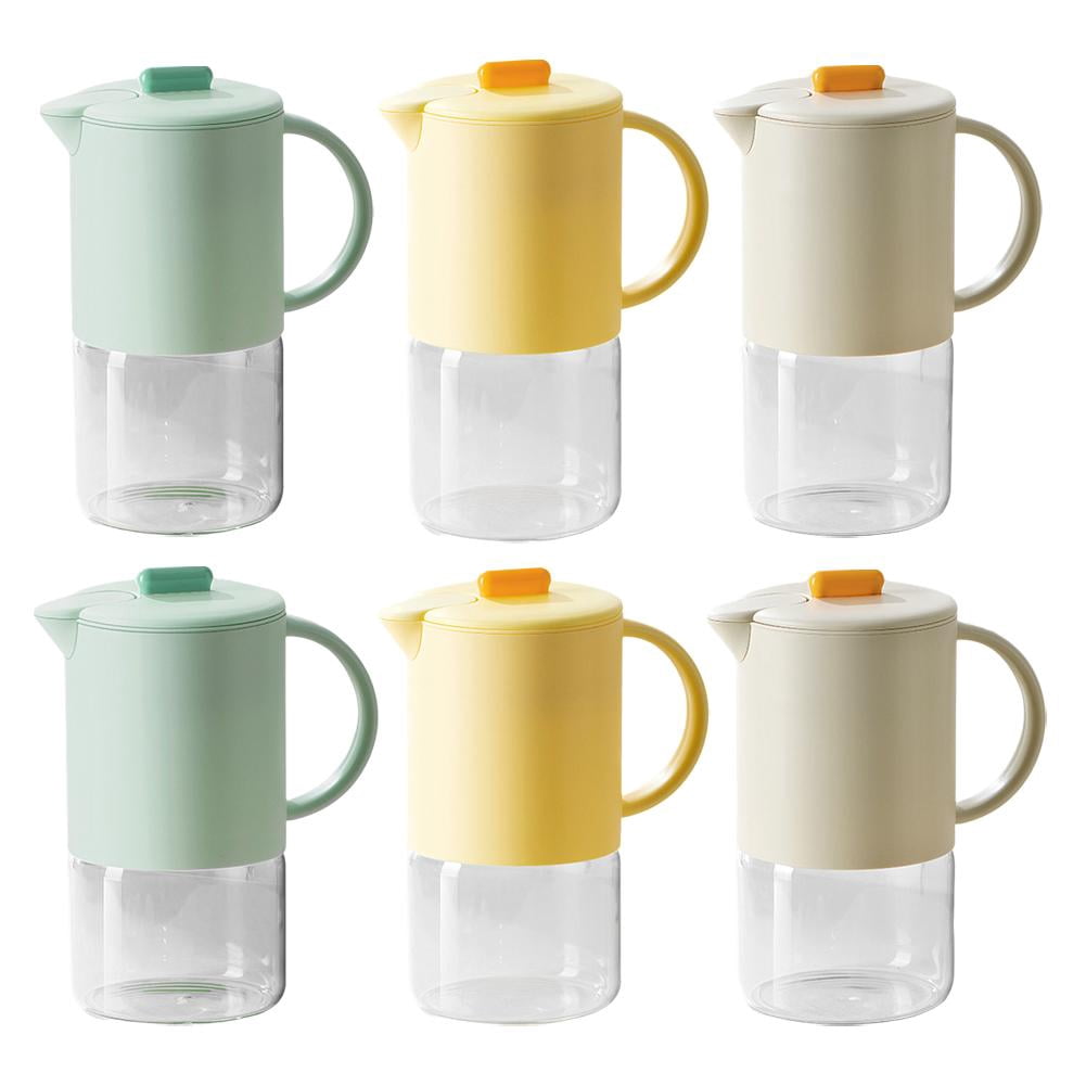 Borosilicate Glass Pitcher with Lid, Thermal Shock Resistant Glass Jug with Plastic Shell, for Iced Tea, Juice, Infused Water