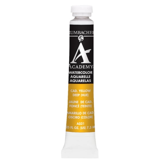 Grumbacher Academy Watercolor, 7.5ml Tube, Cadmium Yellow Deep