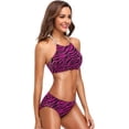 thumbnail image 6 of Dreamtimes Pink Animal Zebra Print Swimsuits Padded Bikini Sets Sexy Swimwear for Women, X-Large, 6 of 7