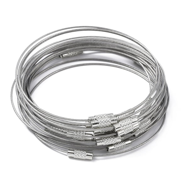 20 pc Steel Wire Bracelet Cords with Alloy Screw Clasp Ring 0.1cm Inner Diameter: 2-7/8 inch(7.2cm)