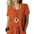 thumbnail image 3 of FASHIONWT Casual Style Cotton Linen Summer Short Sleeve Pockets Pullover T-Shirt Dress Women, 3 of 4