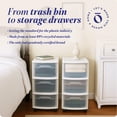 thumbnail image 6 of HOMZ Drawer Tower, 3-Tier Clear Plastic Rolling Storage Cart, Removable Wheels, White, 6 of 9