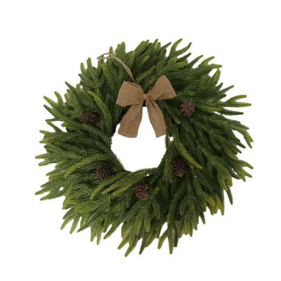 24" Rustic Pine Needle Christmas Wreath with Realistic Greenery, Pine Cones & Burlap Bow – Large Farmhouse Front Door Wreath for Indoor Outdoor Winter Holiday Wall Mantel Home Décor