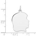 thumbnail image 2 of 14K White Gold Plain Large Facing Right Engravable Girl Charm, 2 of 2