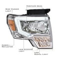 thumbnail image 6 of PIT66 LED Headlight, Fit for Ford F150 2009-2014, Left and Right Driver & Passenger Clear Lens Chrome Housing Amber Reflector…, 6 of 9
