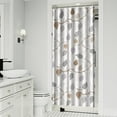 thumbnail image 2 of Small Stall Narrow Shower Curtain 36"W x 72"L – Tropical Bohemian Leaves, Mid-Century Abstract Boho Botanical Bathroom Decor, Vintage Floral Palm Leaf Pattern, Rustic Tribal Folk Style, 2 of 5