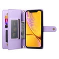 thumbnail image 4 of Allytechgroup Wallet Case for Apple iPhone XR, 9 Cards Holder + Zipper Pocket + Hand Wrist Shockproof Stand Flip Cover RFID Blocking Phone Case for Women Men, Purple, 4 of 7
