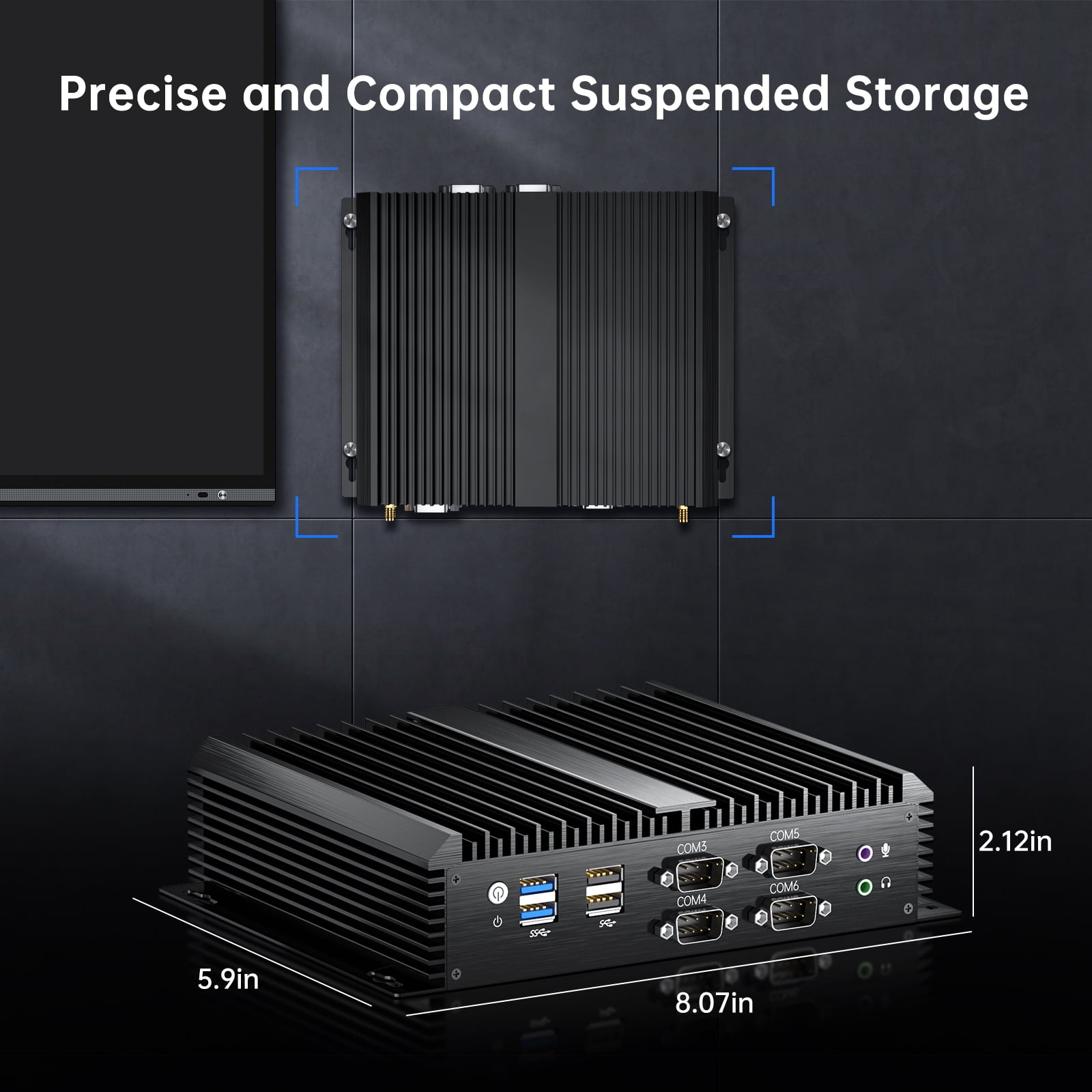 Thdeukoty Fanless Industrial Mini PC I7-1165G7 Windows10 Pro, 32G DDR4 RAM 1TSSD, Desktop Computer,2xCOM 4xUSB 3.0,4K HDMI/VGA,WiFi6,Full Metal Case,Auto Power On