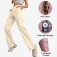 thumbnail image 4 of Pantalones cargo Lepunuo de cintura alta para viajes, ropa urbana, beige, mujer, 4 of 7