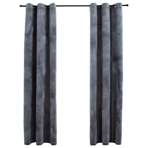 vidaXL Curtains 2 Pcs Roller Blackout Curtains Window Blinds with Rings Velvet