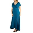 thumbnail image 3 of 24/7 Comfort Apparel Women's Plus Size Empire Waist V Neck Maxi Dress, 3 of 4