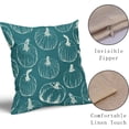 thumbnail image 4 of Teal Fall Pumpkin Pillow Covers 16x16 Set of 2 Autumn Themed Thanksgiving Cream Print Decorative Throw Pillows Outdoor Pillowcase Farmhouse Linen Cushion Case Decor for Home Sofa Couch Bed, 4 of 6