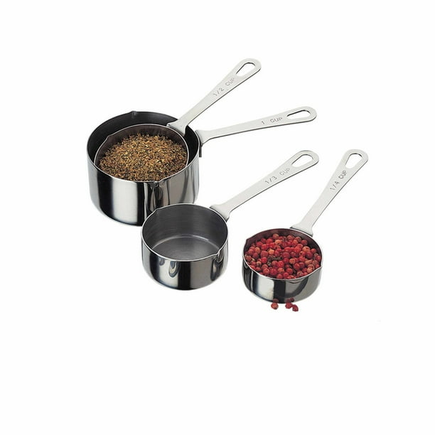 Amco Set Of 4 Basic Ingredients Stainless Steel Measuring Cups Walmart Com Walmart Com