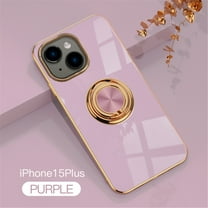 Cowithday for Apple iPhone 15 Plus Case with Ring Holder, iPhone 15  Cover, Kickstand Magnetic Plating Frame TPU Shockproof Anti-Scratch Slim Girls Women Men Case Cover for iPhone 15 Plus, Lightpurple