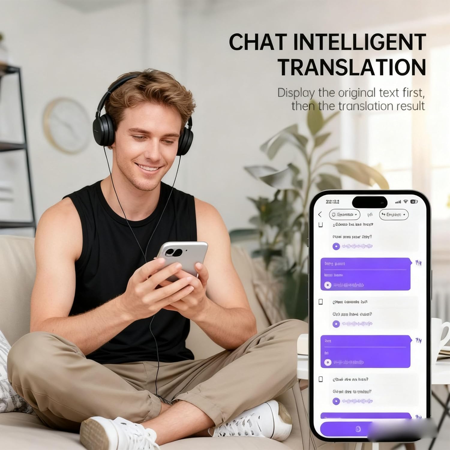 JM19 Translation Earbuds, Wireless Bluetooth Translation Earphone with LED Display Screen(Fit iOS & Android), Translate Ear Buds for Travel