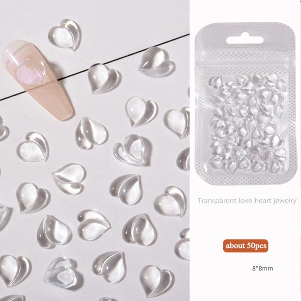 DIY Jelly Love-heart Nail Art Decoraciones/3D Rhinestones Fondo Plano Adornos De Uñas/Aurora Mariposa Charms Gao Jinjia unisex
