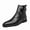 Black, variant on Men's Rivet-Embellished PU Leather Ankle Boots, Side Zipper & Buckle Strap Fashion Dress Boots, Pointed Toe Leather Chelsea Booties for Men, Brown/Black/Red