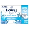 Downy Fabric Softener Dryer Sheets, Light, Ocean Mist Scent, 180 Mega Dryer Sheets