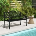thumbnail image 2 of Costway 50.5" Patio Bench Slatted Metal Garden Bench for 2-3 People Park-Style Loveseat, 2 of 10