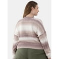 thumbnail image 3 of No Boundaries Ombre Mixed Cable Knit Sweater, Midweight, Women's and Women's Plus, 3 of 4