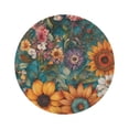 thumbnail image 4 of Floral Round Rug - Boho Home Decor - Vintage Flower Design, 4 of 4