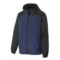 thumbnail image 4 of Sport-Tek Heather Colorblock Raglan Hooded Wind Jacket. JST40, 4 of 5