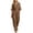 *Brown, variant on ClodeEU Women's V Neck Rolled Sleeve Jumpsuit,Elastic Waist Loose Romper with Pockets Light Blue,Women's Plus M
