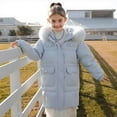 thumbnail image 4 of NAISIBABY Girls Parka with Fuzzy Hooded 7T, Thermal Zip Up Windproof Winter Over Knee Length Puffer Coat Blue (3-15T), 4 of 7