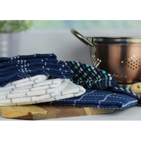 Sous Chef (10) Piece Navy Kitchen Set - (2) Towels, (4) Dishcloths, (4) Scrubber (Blackfish Rigs At Its Best)