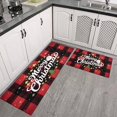 thumbnail image 3 of Christmas Kitchen Rug Set of 2 Absobent Kitchen Mats for Floor,Red Christmas Buffalo Plaid Grid Kitchen Floor Mats for Bathroom,Room Door (47x17+30x17in), 3 of 7