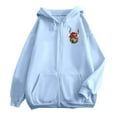 thumbnail image 5 of Fiaer Christmas Hoodie for Women Oversized Reindeer Graphic Xmas Hooded Jackets Full Zip up Drawstring Sweatshirts Long Sleeve Loose Fit Trendy Pocket Tops Sky Blue S, 5 of 5