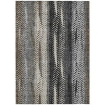 HomeRoots 581930 3 x 5 ft. Botanical Leaves Washable Indoor & Outdoor Rectangle Area Rug, Brown, Gray & Ivory