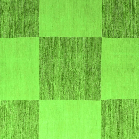 Ahgly Company Indoor Square Checkered Green Modern Area Rugs, 7' Square