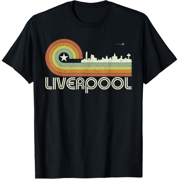 t-shirt UK Vacation Retro Vintage Skyline Liverpool T-Shirt mens,black,women,funny,journey,Crew Neck, Short Sleeve,printing