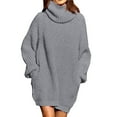 thumbnail image 2 of CAICJ98 Women'S Sweaters Fall 2023 Womens Turtleneck Long Sleeve Elasticity Cable Knit Pullover Sweaters Jumper Grey,S, 2 of 3