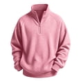 thumbnail image 4 of Lutiedan Quarter Zip Sweatshirts for Boys Waffle Knit Baggy Pullover Tops Long Sleeve Mock Neck Fall Sweatshirts Size 3-14,Pink, 4 of 8