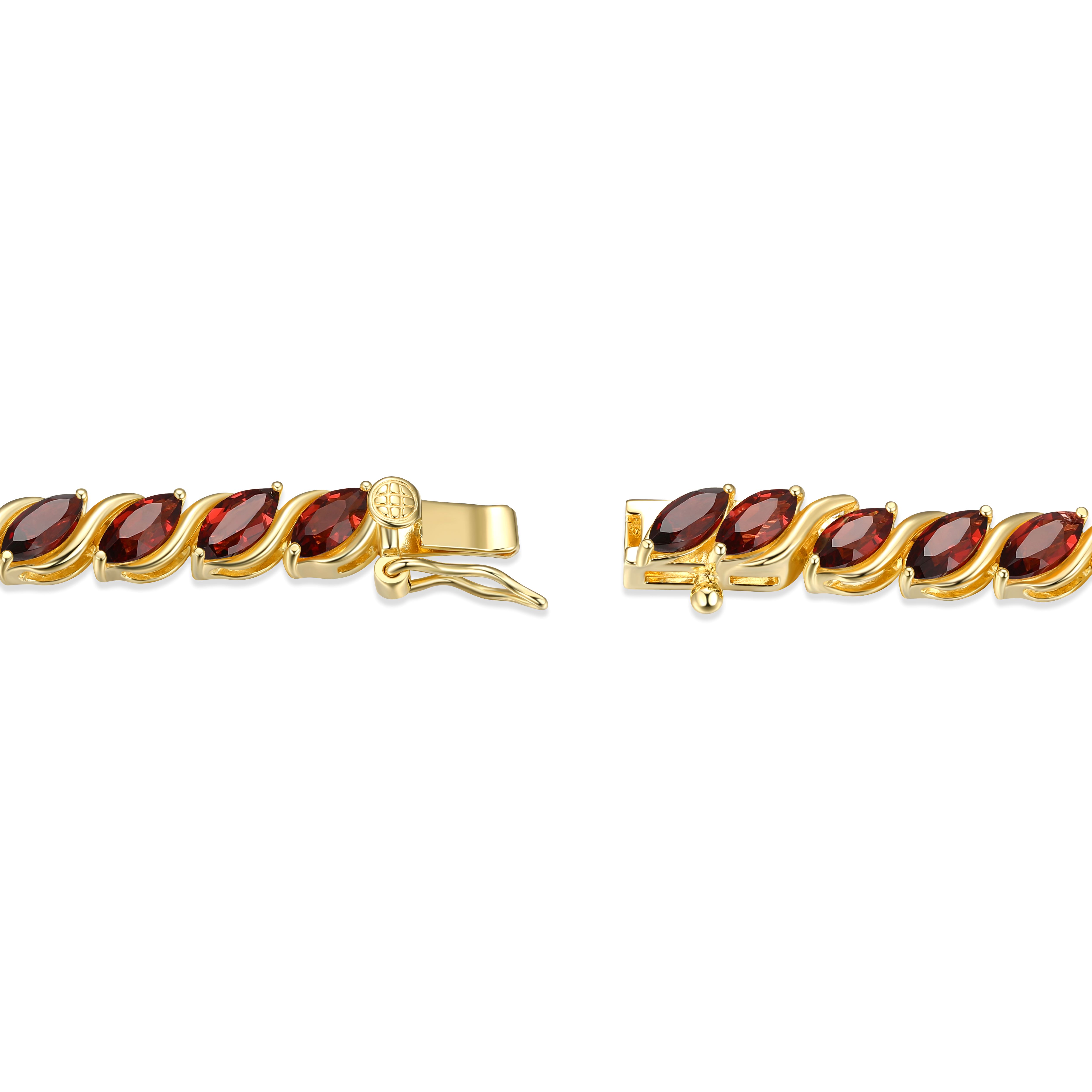 Forever Facets 18K Gold over Sterling Silver Genuine Garnet Tennis Bracelet