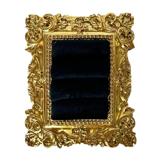 Organizador de joyas y anillos de estilo vintage, accesorio para fotografías, bandeja para exhibir aretes, soporte para anillos, ideal para dormitorio Negro