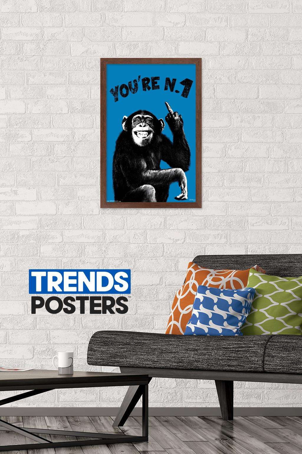 Chimpy - You're Number One Wall Poster, 14.725" x 22.375", Framed