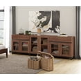 thumbnail image 2 of 3 In 1 Modern Dresser with Glass Doors, 2 Drawers and Adjustable Shelves, Metal Base Storage Chest, Multifunctional Closet Organizer Cabinet for Bedroom,Brown, 2 of 11