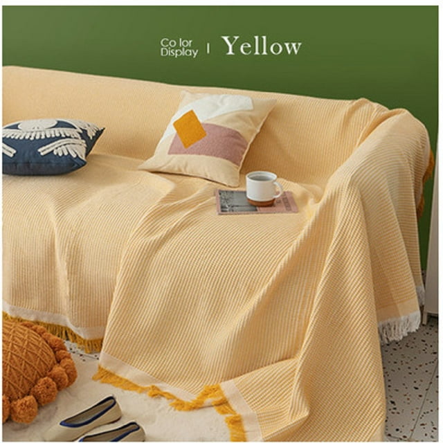 Solid Color Cotton Thread Blanket Simple Cushion Ins Wind Sofa Cover Double-Sided Available Four Seasons Fashion Lunch Blanket