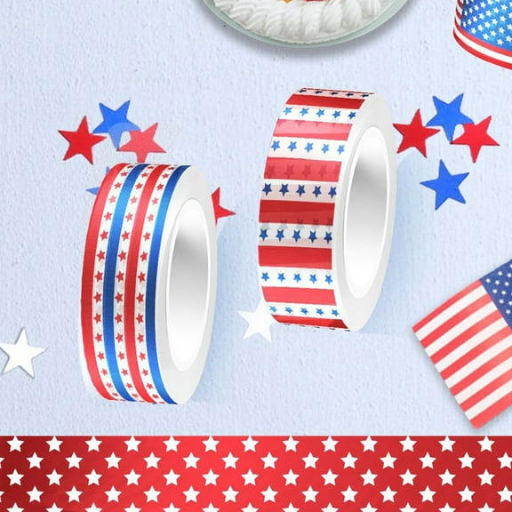 Soimiss 12 Rolls Decorative Tape Multi Adhesive Sticker for American Independence Day Celebrations