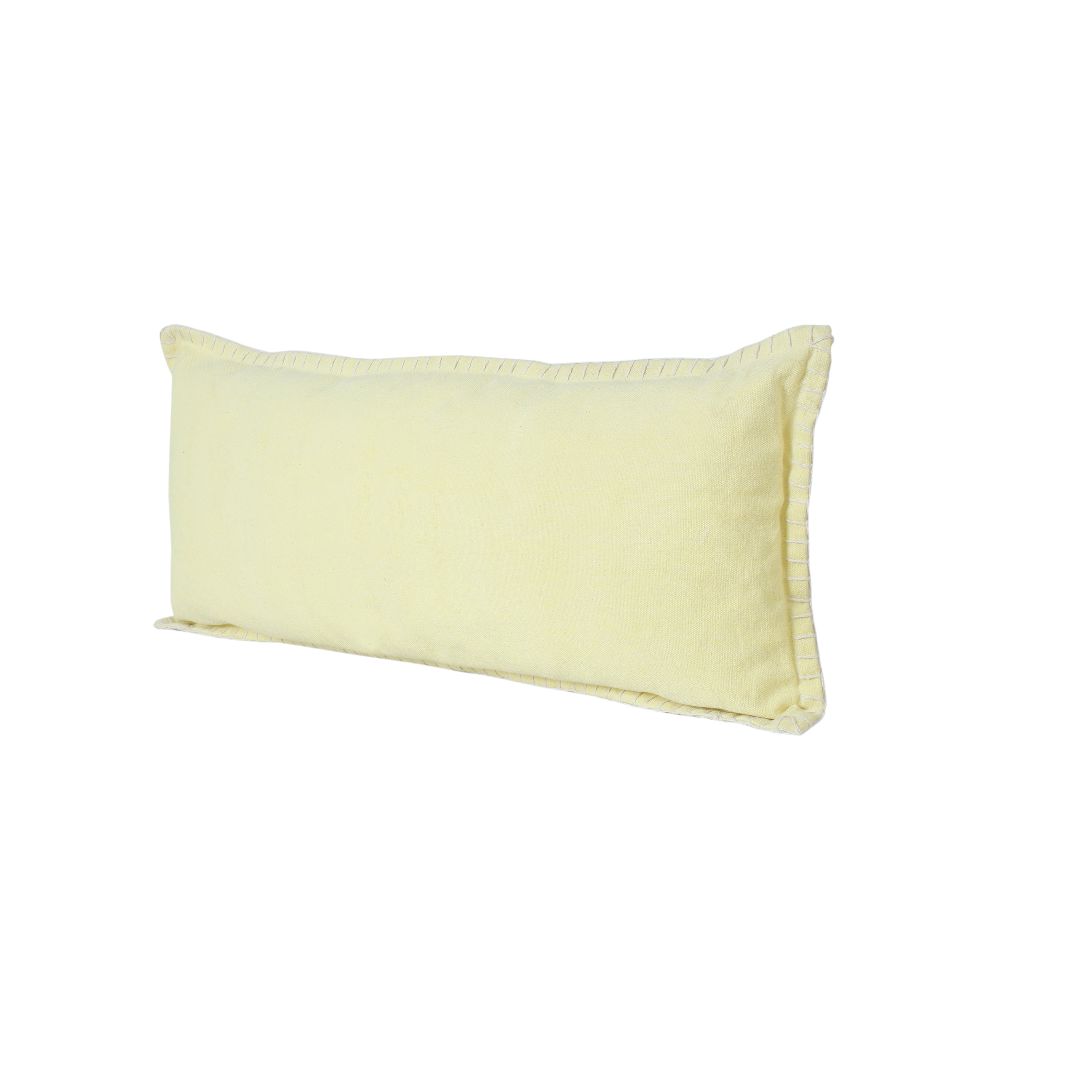 Ox Bay Wilma 14" x 36" Light Yellow Stitch Bordered Cotton Adult Decorative Throw Pillow Cover